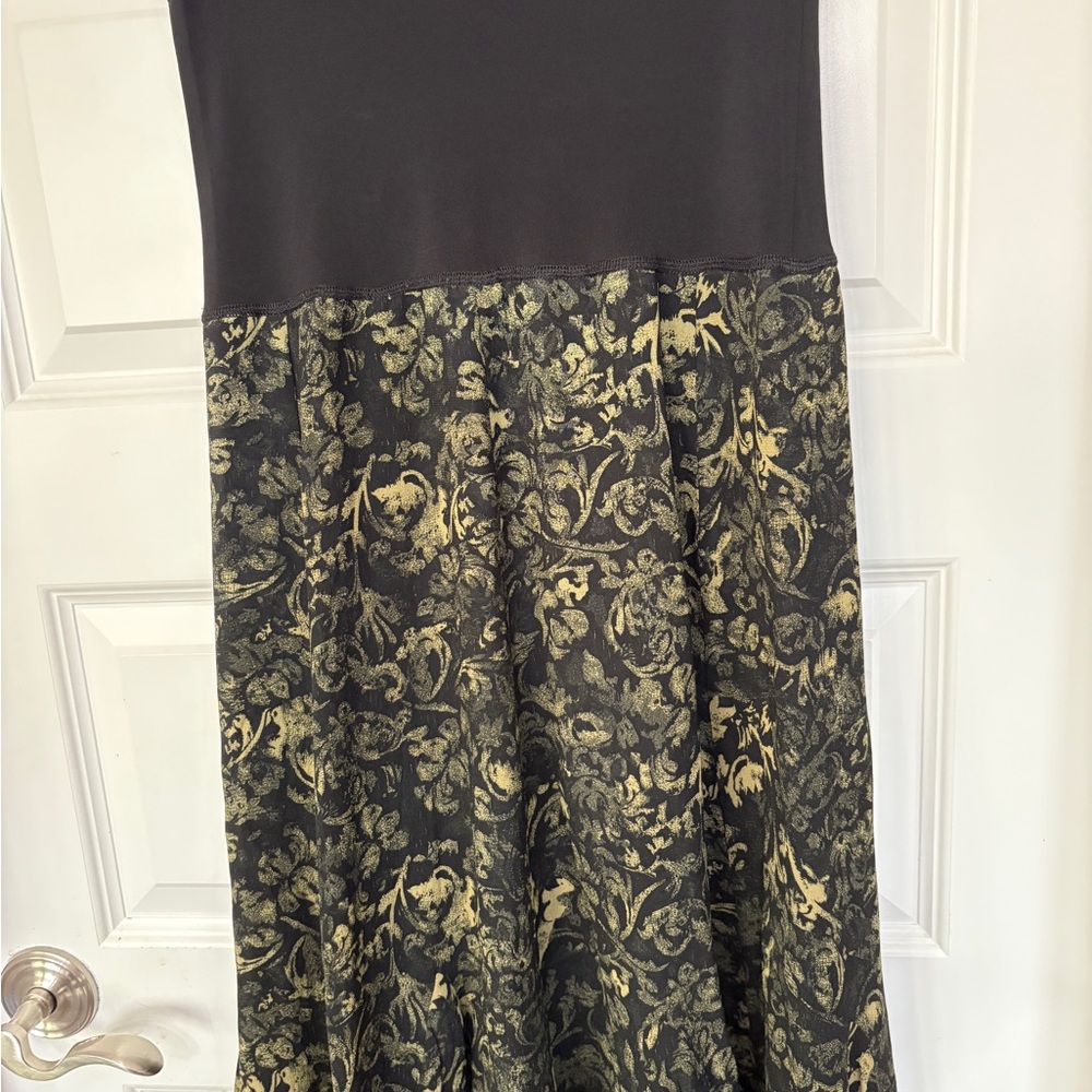 CAbi Gold and Black Maxi A-Line Skirt